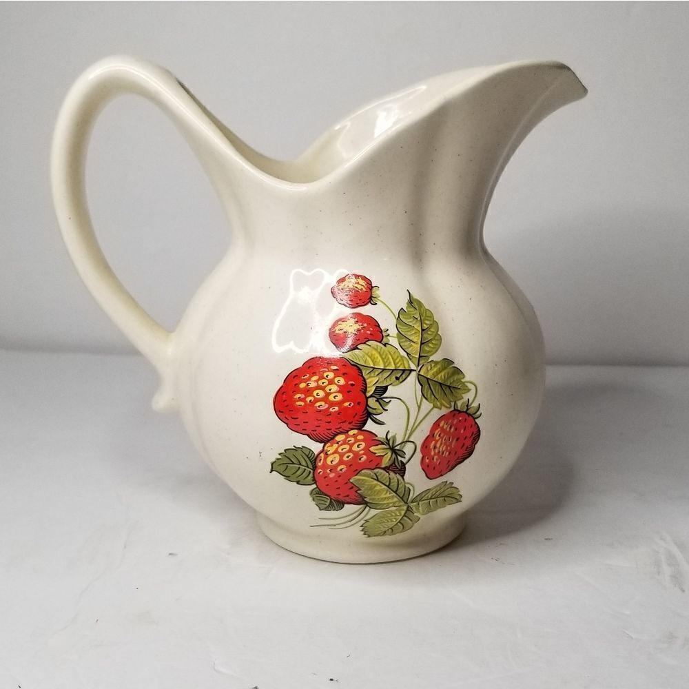 Vintage strawberry ceramic pitcher